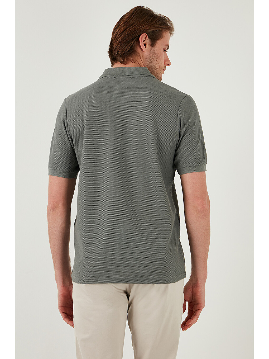 Haki Pamuklu Regular Fit Fermuarlı Erkek Polo Yaka %100 Pamuk Tişört 5902434-4