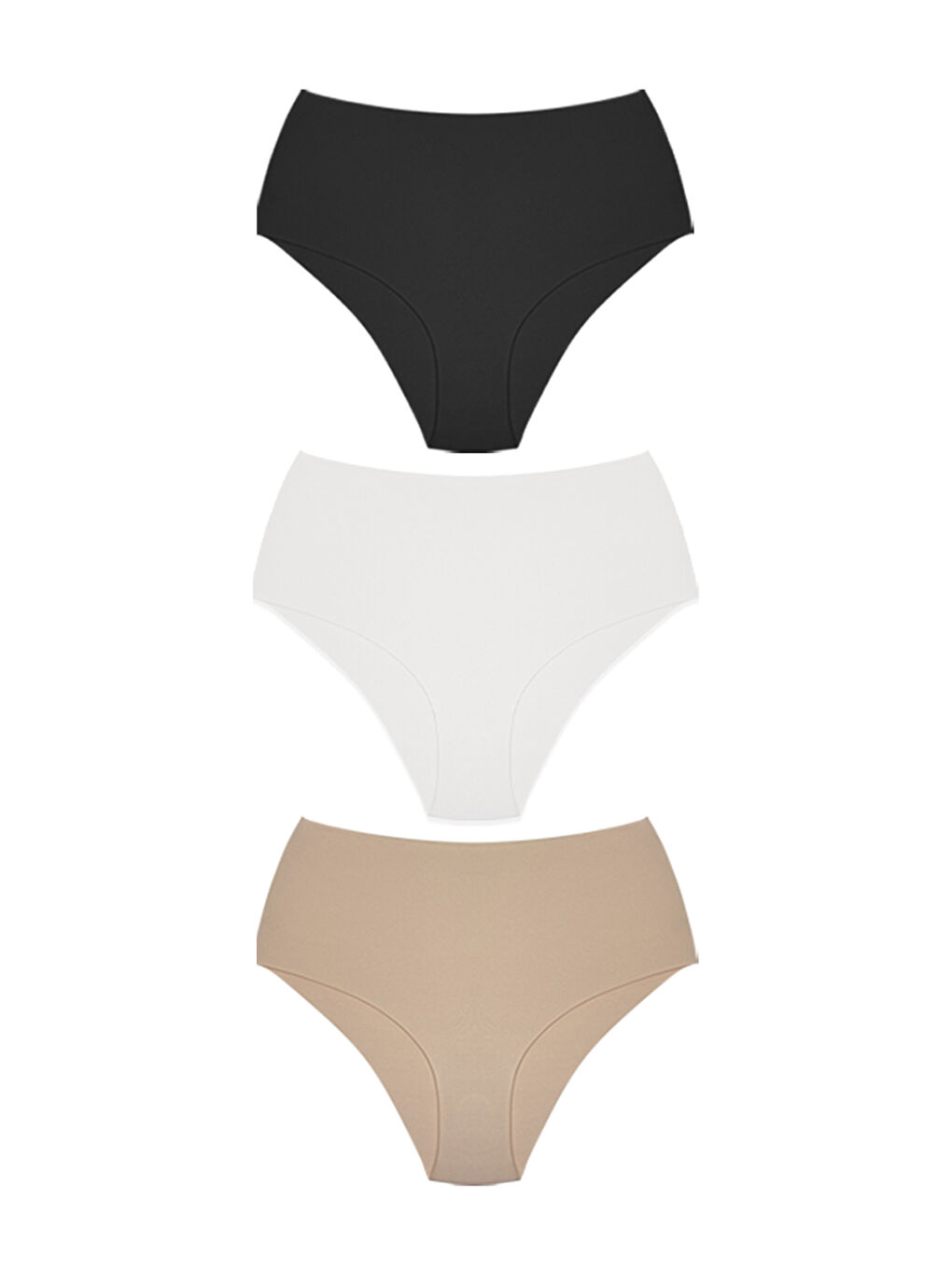 Karışık Yüksek Bel Basic Lazer Kesim Bikini Külot 3'Lü Paket - 6