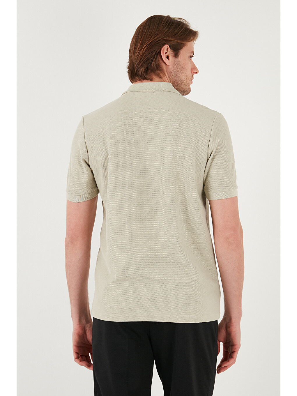 Bej Pamuklu Regular Fit Fermuarlı Erkek Polo Yaka %100 Pamuk Tişört 5902434-6