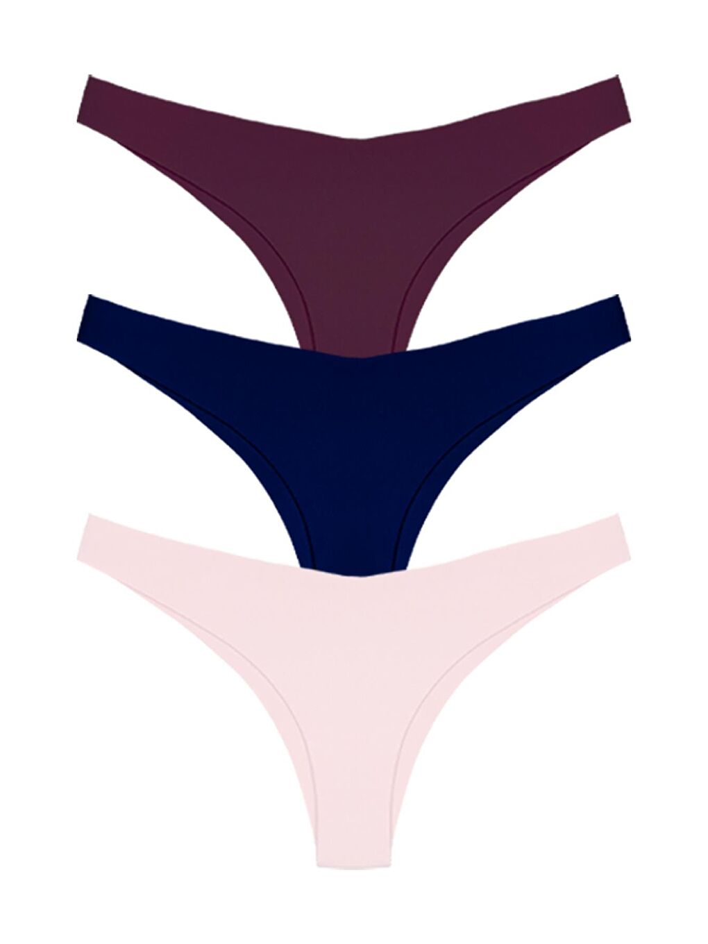 Karışık Basic İz Yapmayan Lazer Kesim Kadın Brezilya Külot 3'Lü Paket - 4