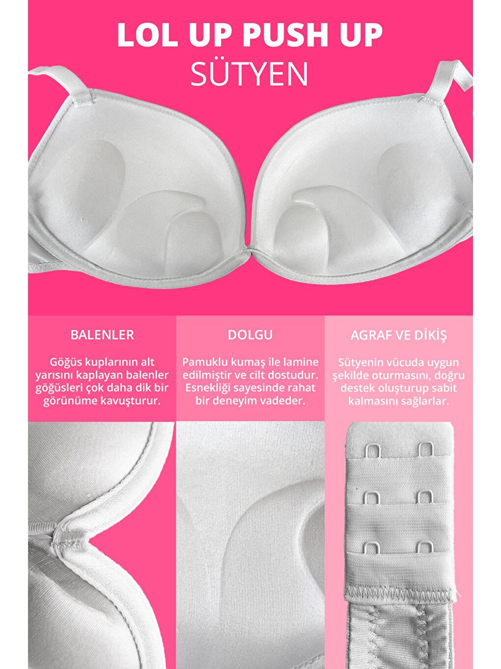 Ekru Lol Up Push Up Balenli Krem Sütyen-1
