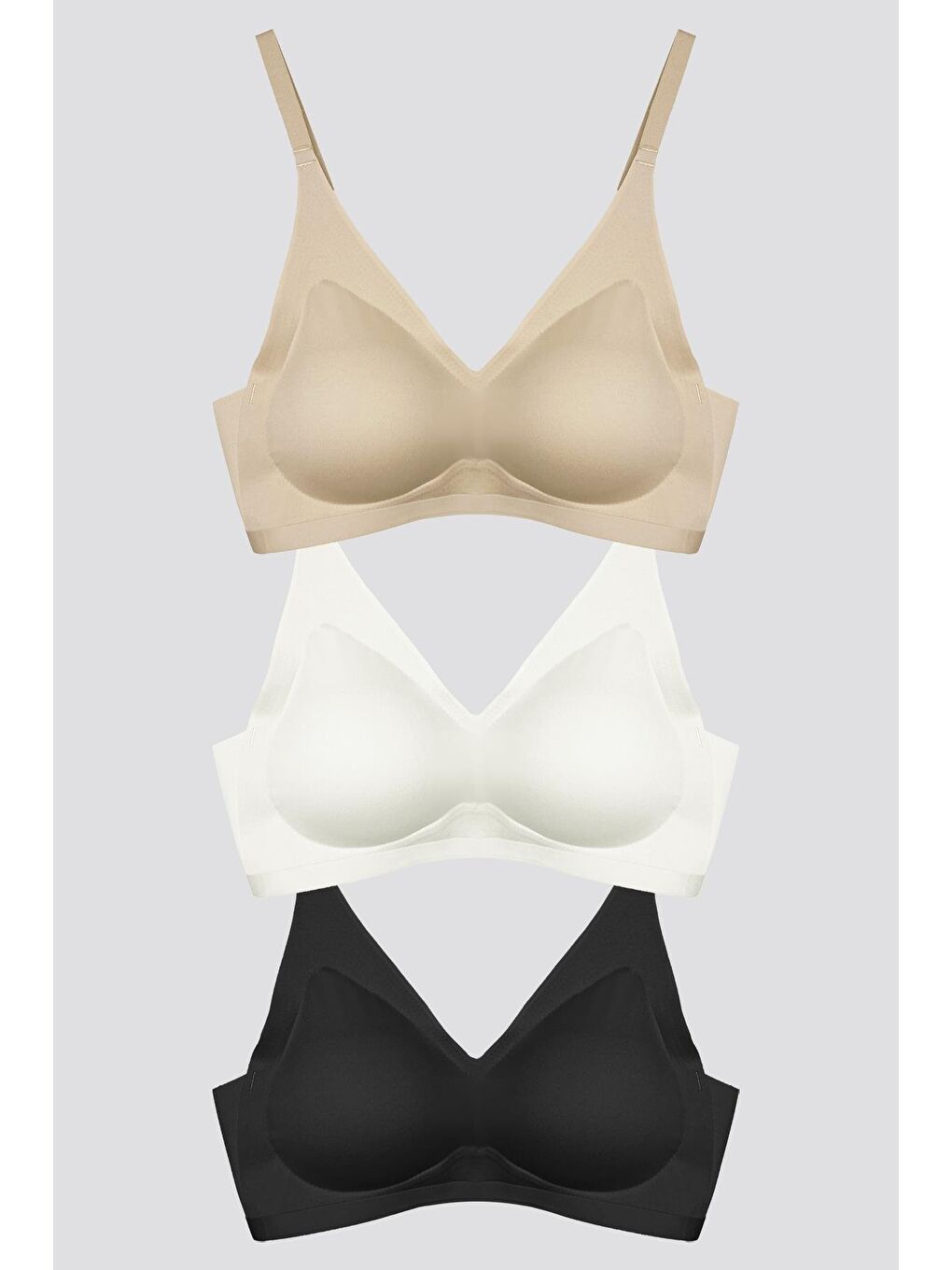 Karışık Lazer Kesim Dikişsiz Sütyen Çıkarılabilir Ped Hayalet Sütyen Agraflı Ayarlanabilir Askı - 3'Lü Paket