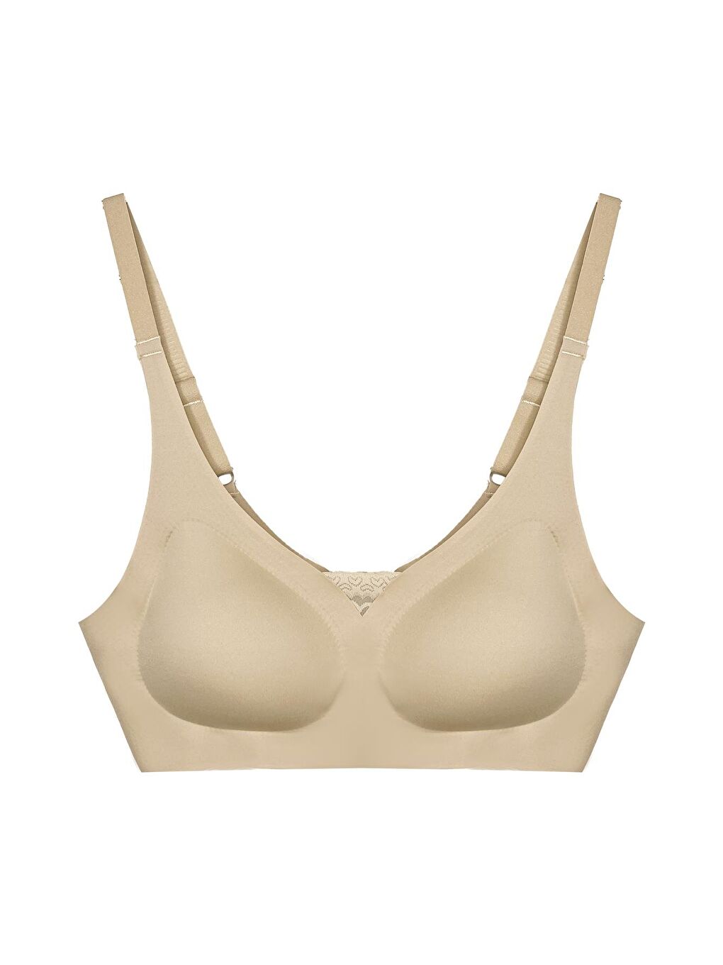 Bej Ten Lazer Kesim Dikişsiz Sütyen Çıkarılabilir Pedli Hayalet Sütyen Dantel Detay Ayarlanabilir Askı