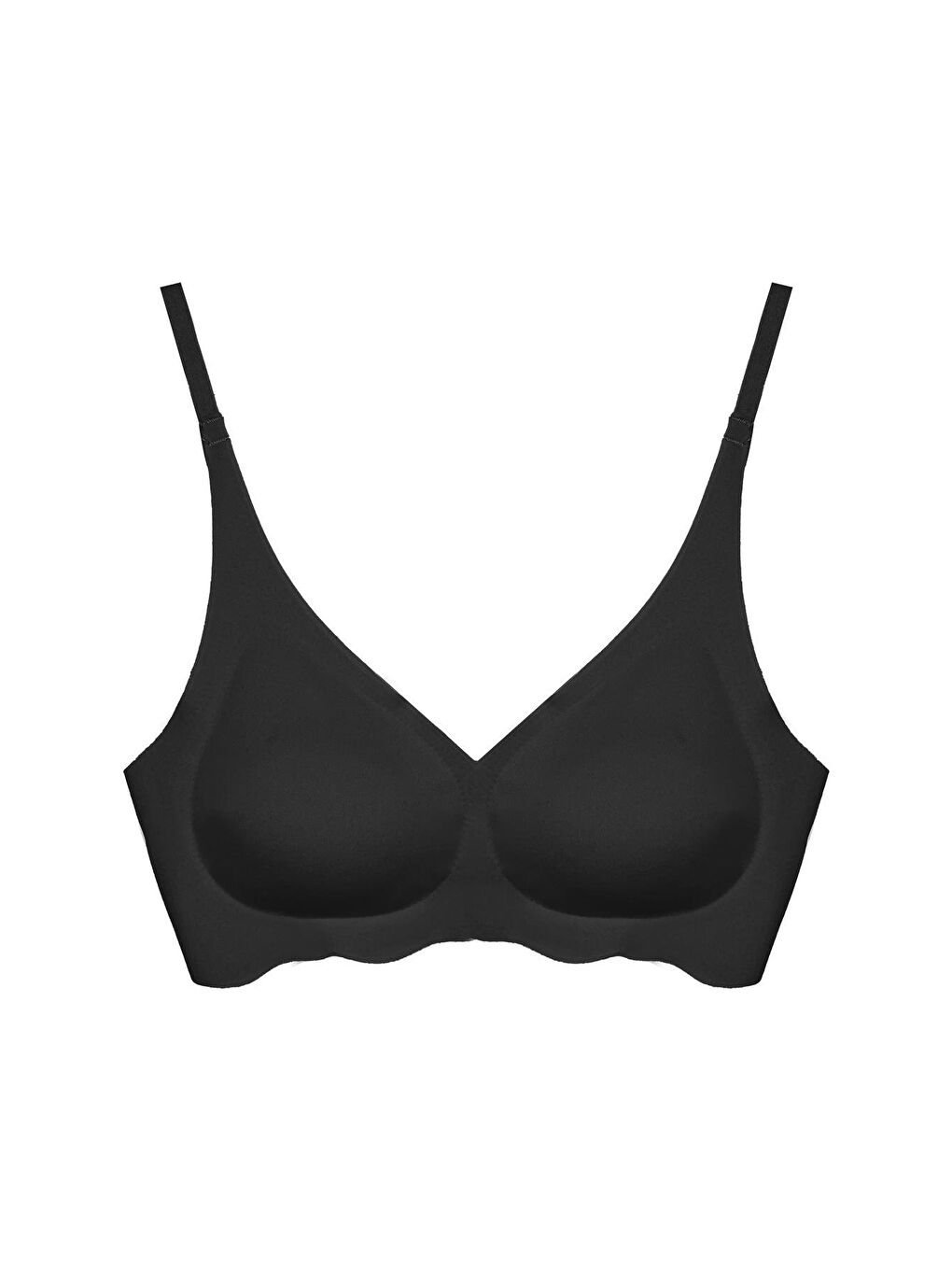 Siyah Dikişsiz Lazer Kesim Çıkarılabilir Pedli Kadın Hayalet Sütyen Dalga Detay Ayarlanabilir Askılı