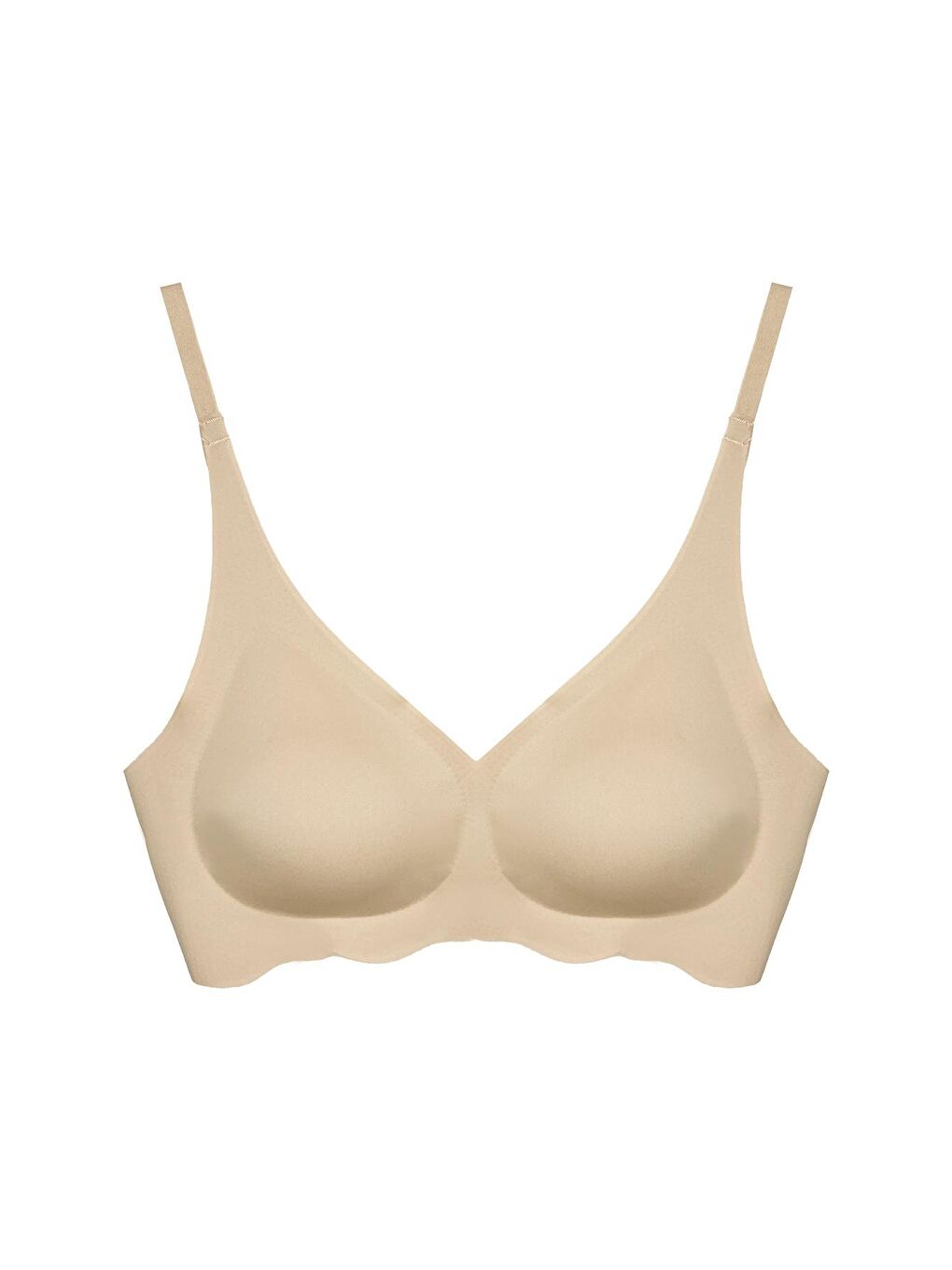 Bej Ten Dikişsiz Lazer Kesim Çıkarılabilir Pedli Kadın Hayalet Sütyen Dalga Detay Ayarlanabilir Askılı