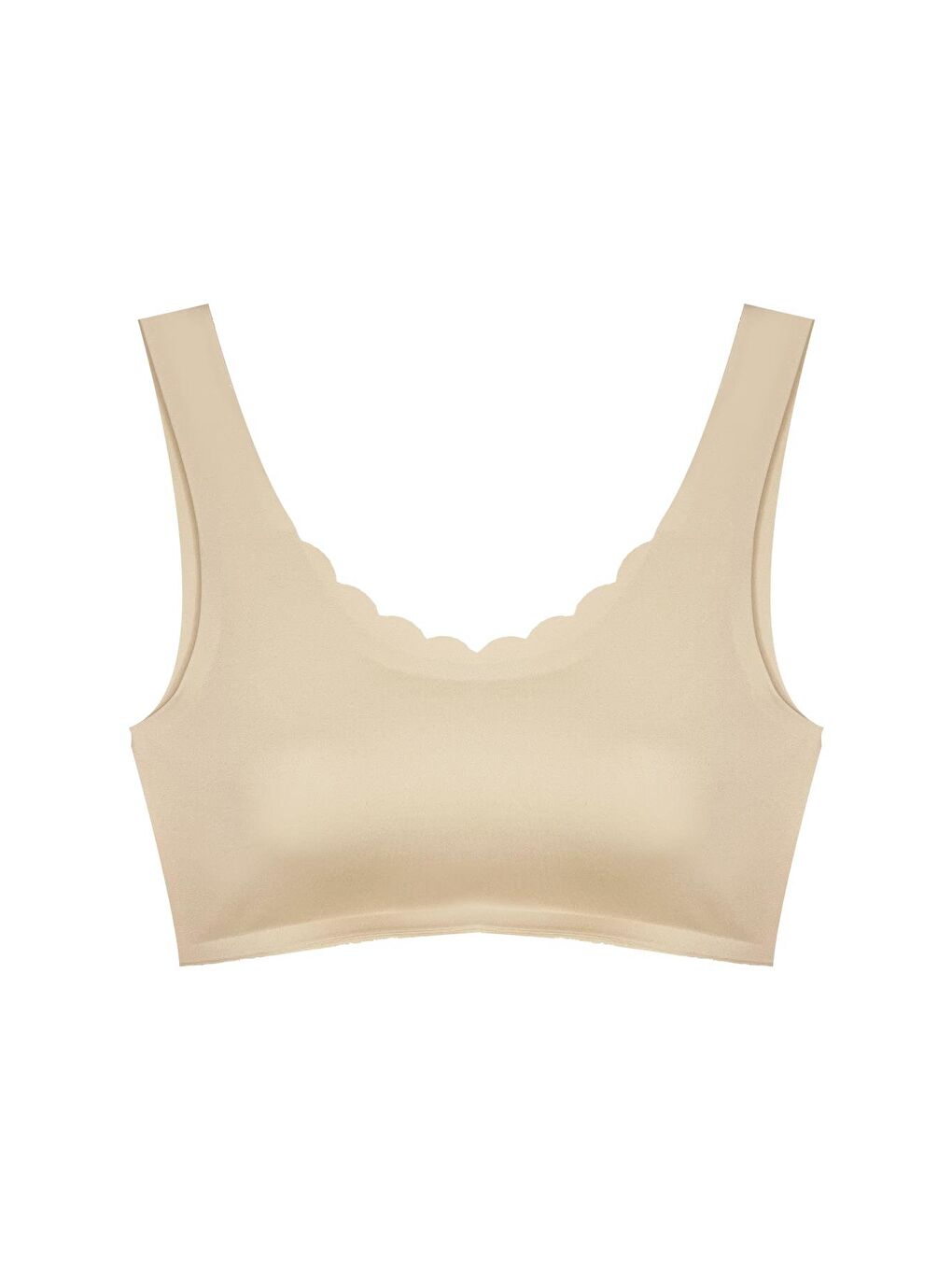 Bej Ten Dikişsiz Lazer Kesim Sütyen Pedli Kadın Hayalet Sütyen Dalga Detaylı
