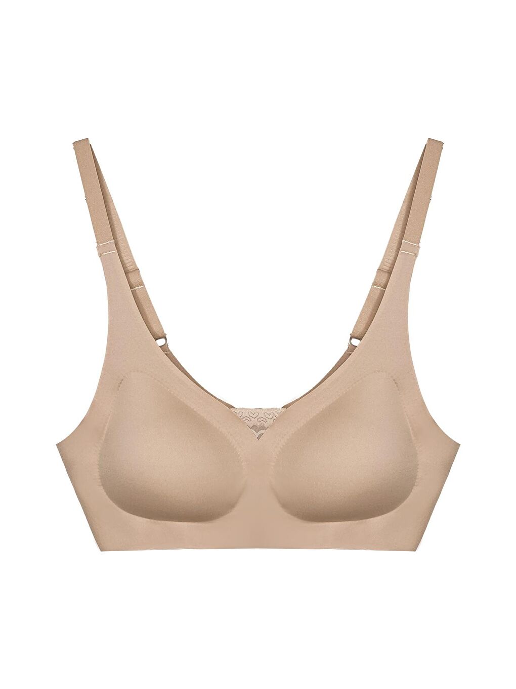 Kahverengi Lazer Kesim Dikişsiz Sütyen Çıkarılabilir Pedli Hayalet Sütyen Dantel Detay Ayarlanabilir