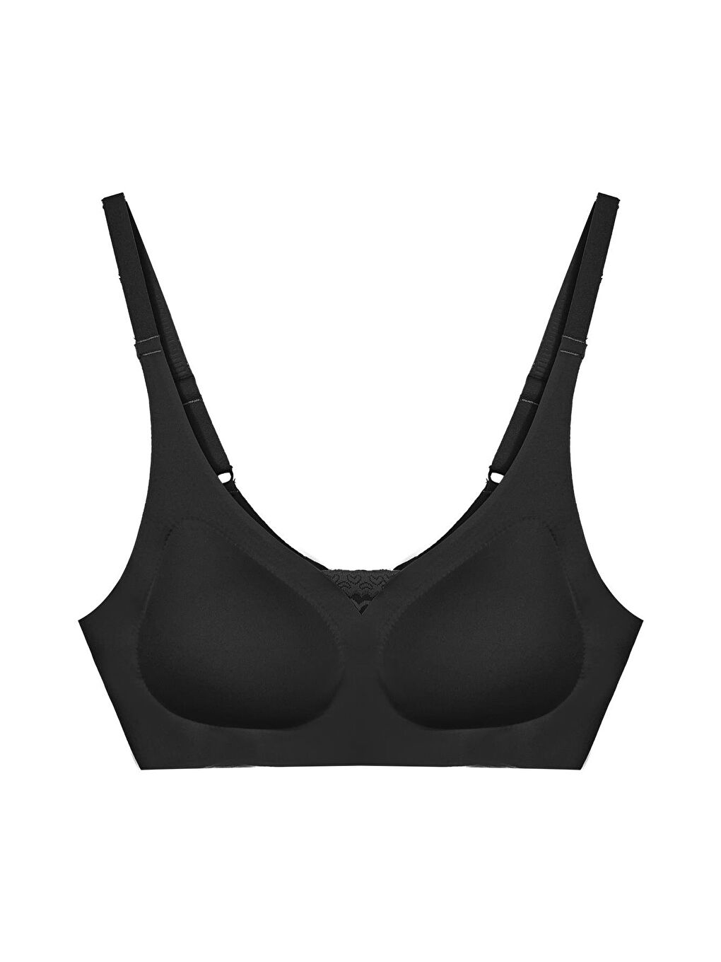 Siyah Lazer Kesim Dikişsiz Sütyen Çıkarılabilir Pedli Hayalet Sütyen Dantel Detay Ayarlanabilir Askı
