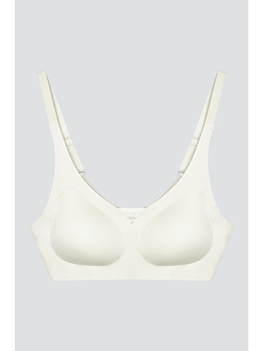 Ekru Krem Lazer Kesim Dikişsiz Sütyen Çıkarılabilir Pedli Hayalet Sütyen Dantel Detay Ayarlanabilir Askı