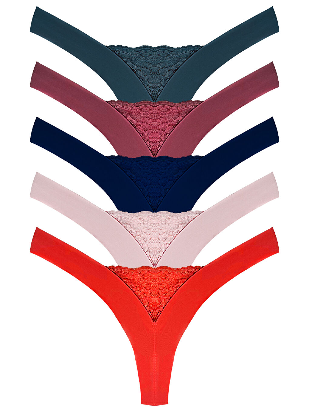 Karışık Önü Ve Arkası Dantel Detaylı Kadın Brezilya 5'Li Paket Külot