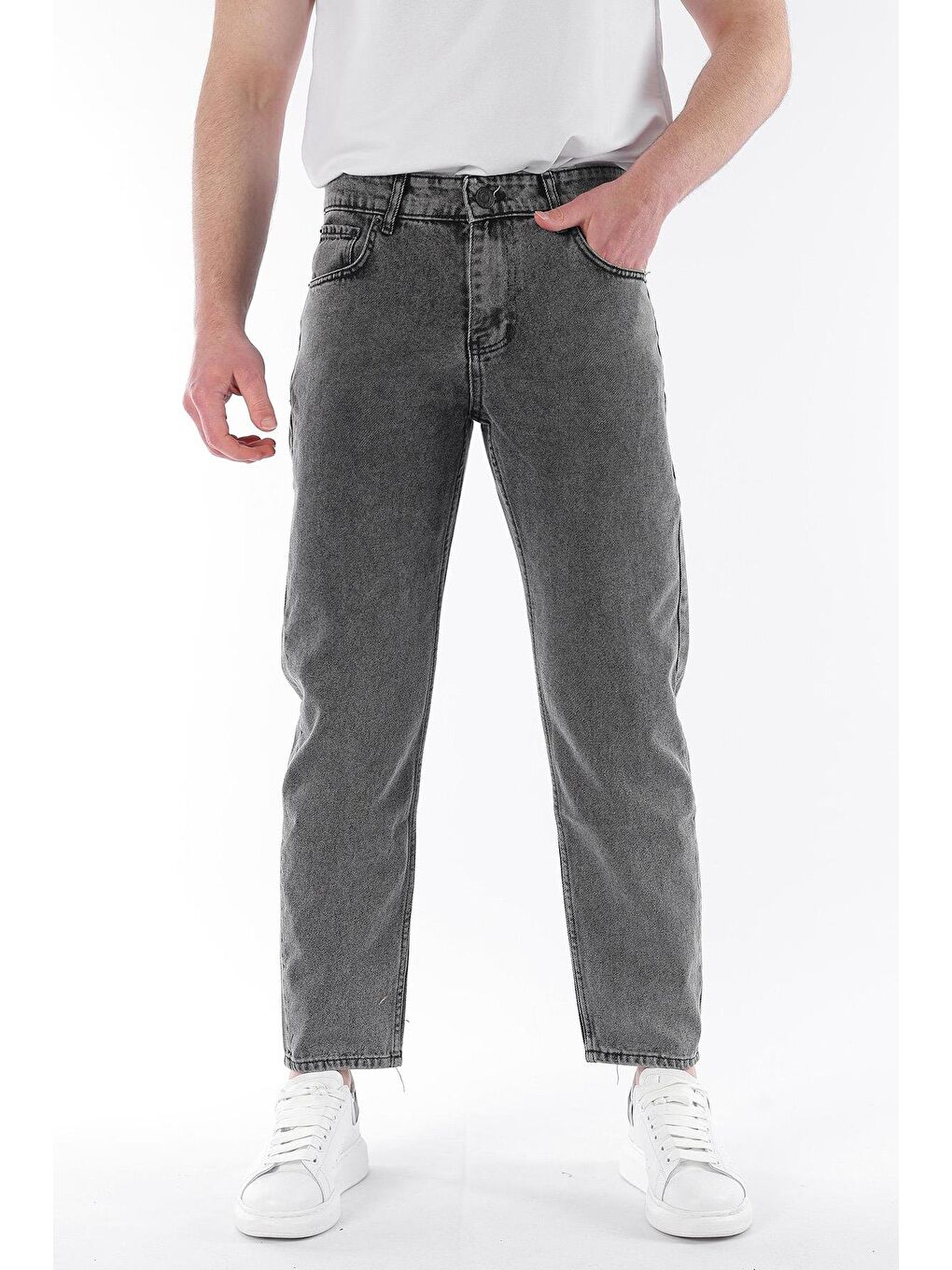 Antrasit Rahat Kesim Erkek Jean Pantolon E7404-3