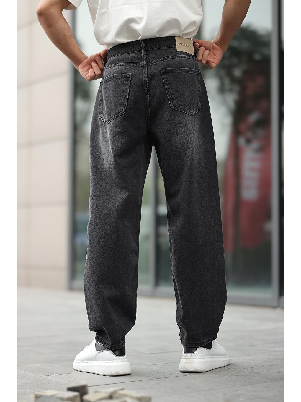 Gri Füme Erkek Yıkamalı Baggy Jean 7216-2