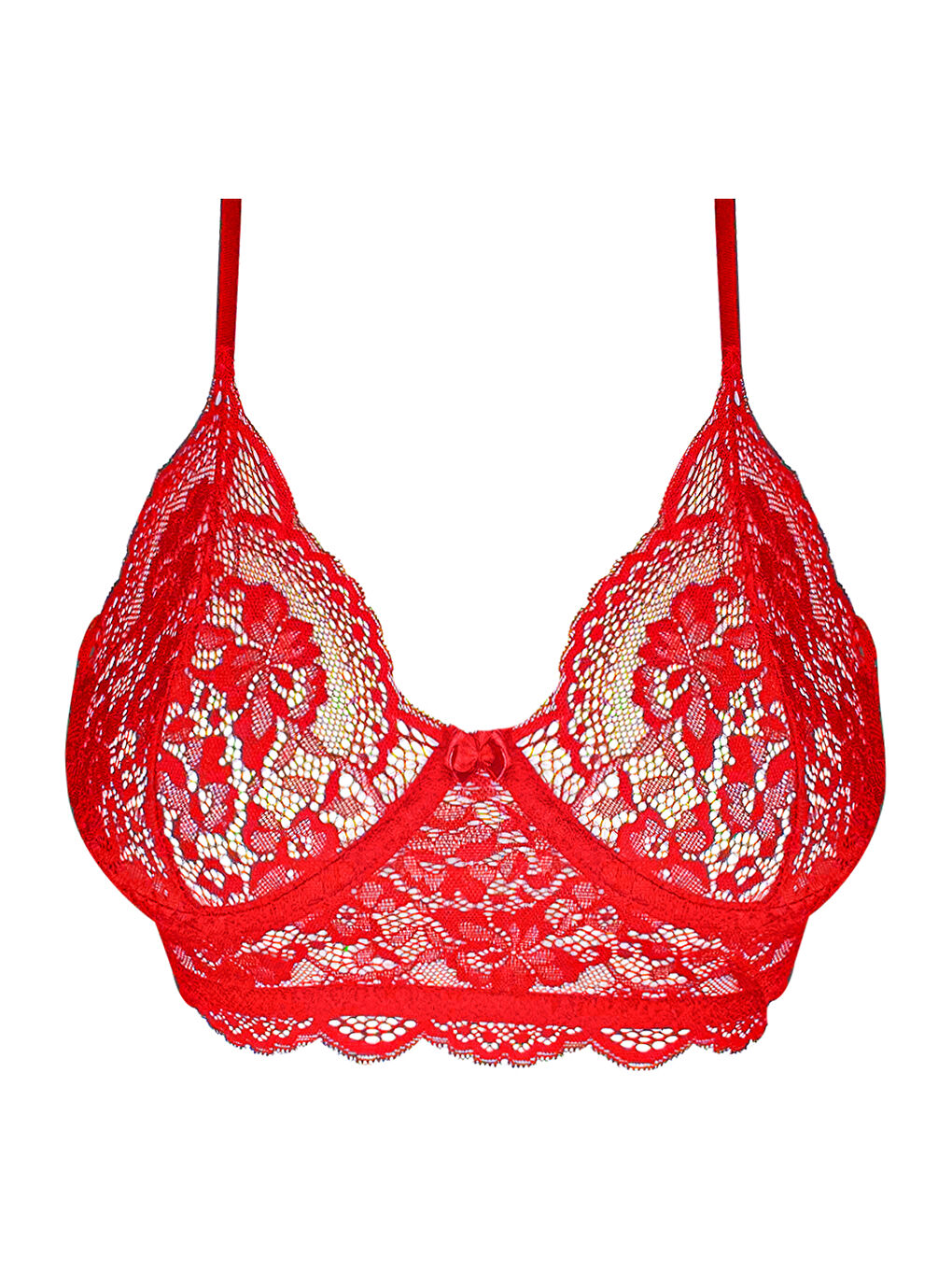 Kırmızı Dantelli Ayarlanabilir Lastikli Balenli Bralet Sütyen