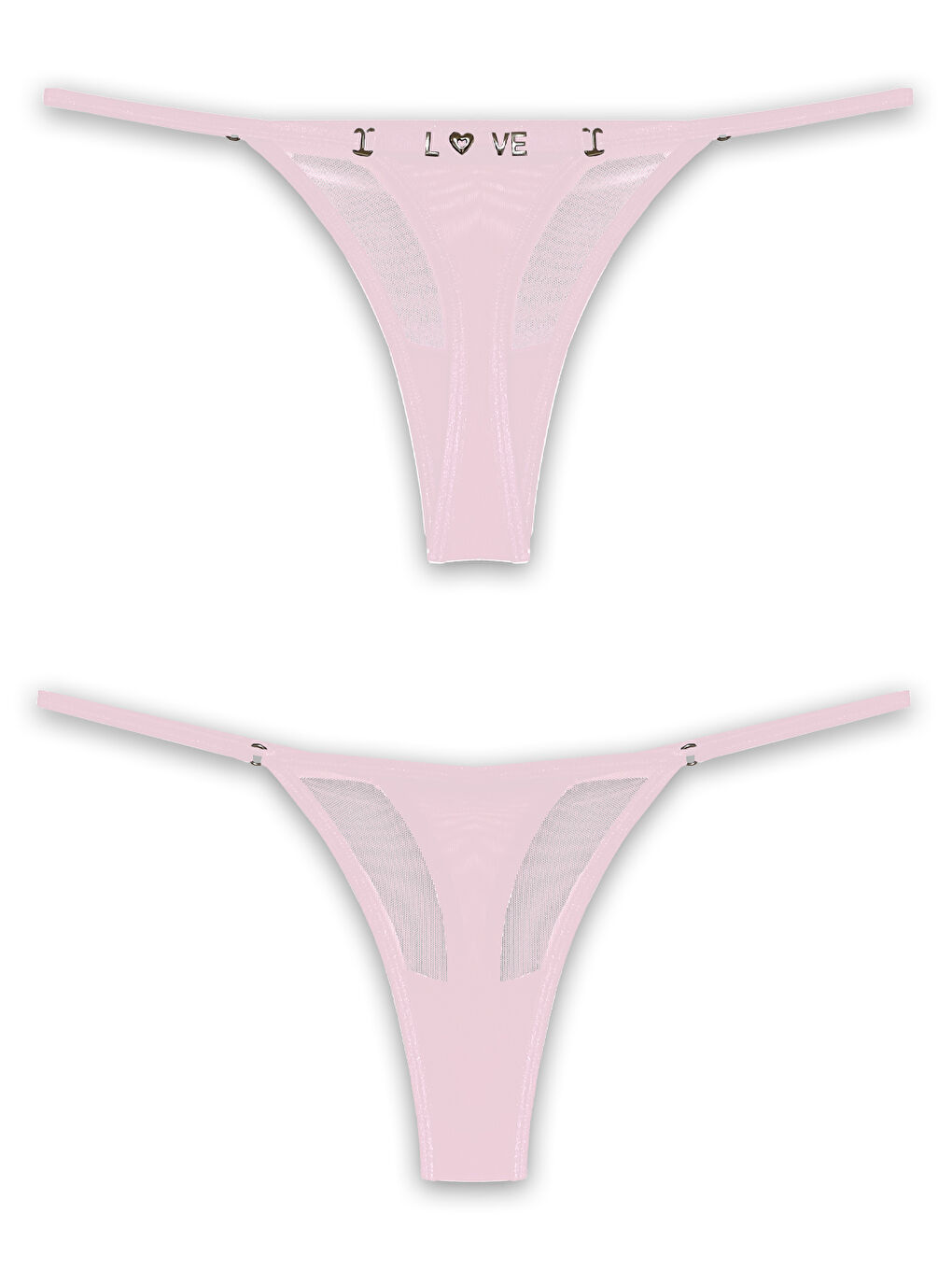 Pembe Pudra Tül Çıkarılabilir Love Yazı Detaylı Tanga Külot