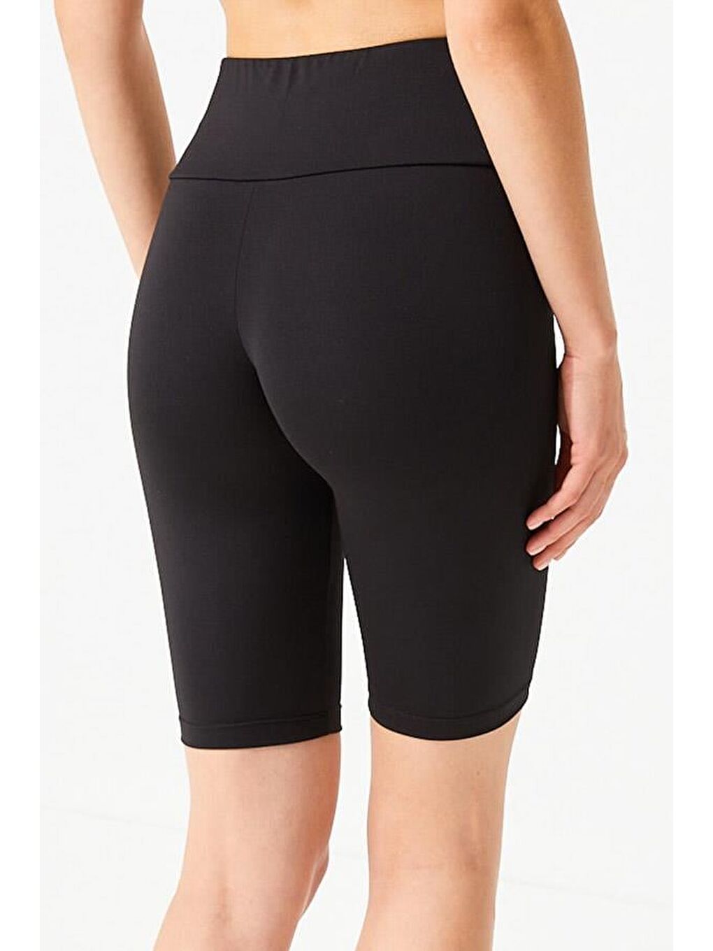 Siyah Toparlayıcı Yüksek Bel Kadın Bisikletçi Şort Tayt-6