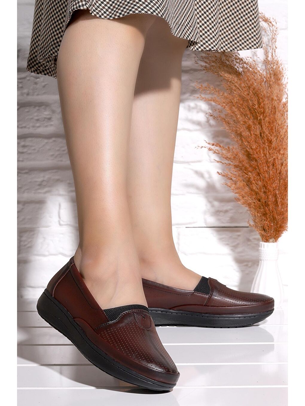 Bordo P 02 Rahat Konfor Özel Topuk Jeli Anne Günlük Ayakkabı