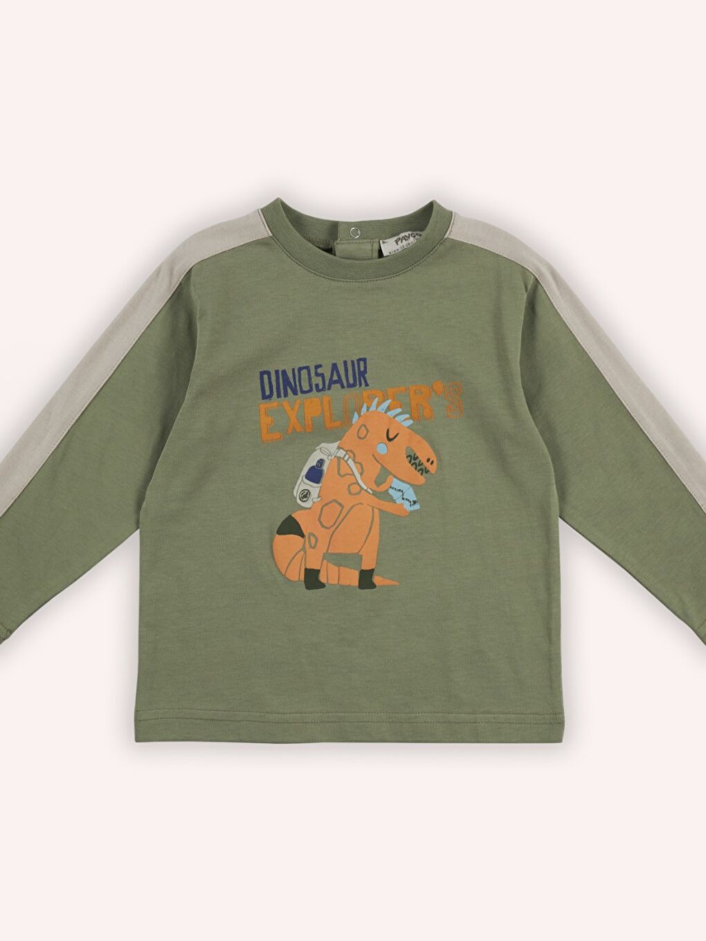 Bej Erkek Çocuk Baskılı Uzun Kollu Tişört