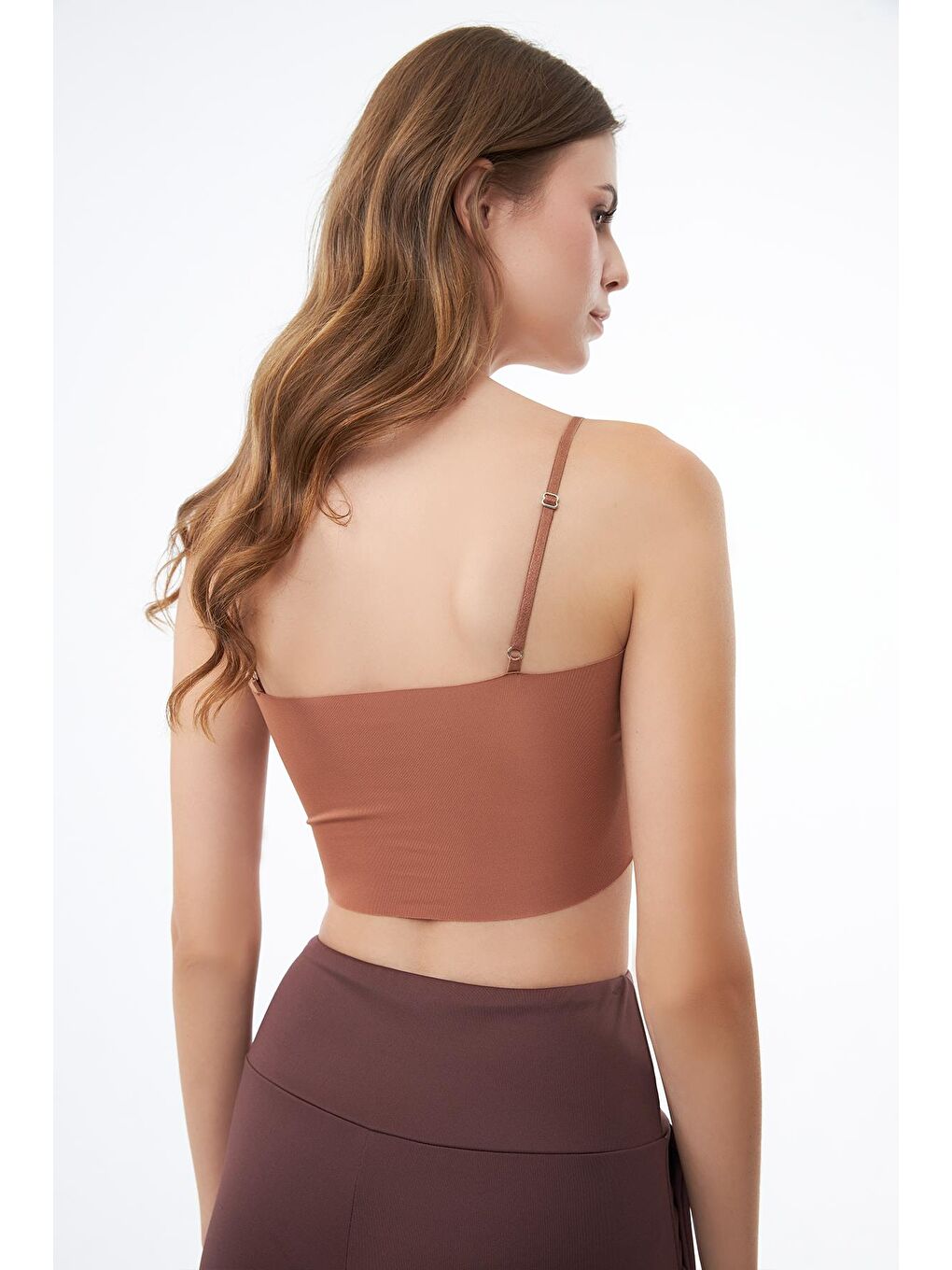 Kahverengi Ayarlanabilir İnce Askılı Lazer Kesim Crop Büstiyer 3'Lü Paket-7-1