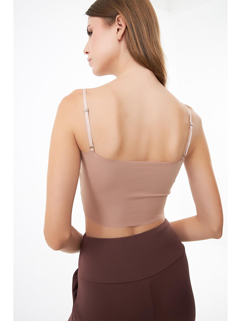Kahverengi Ayarlanabilir İnce Askılı Lazer Kesim Crop Büstiyer 3'Lü Paket-7-2