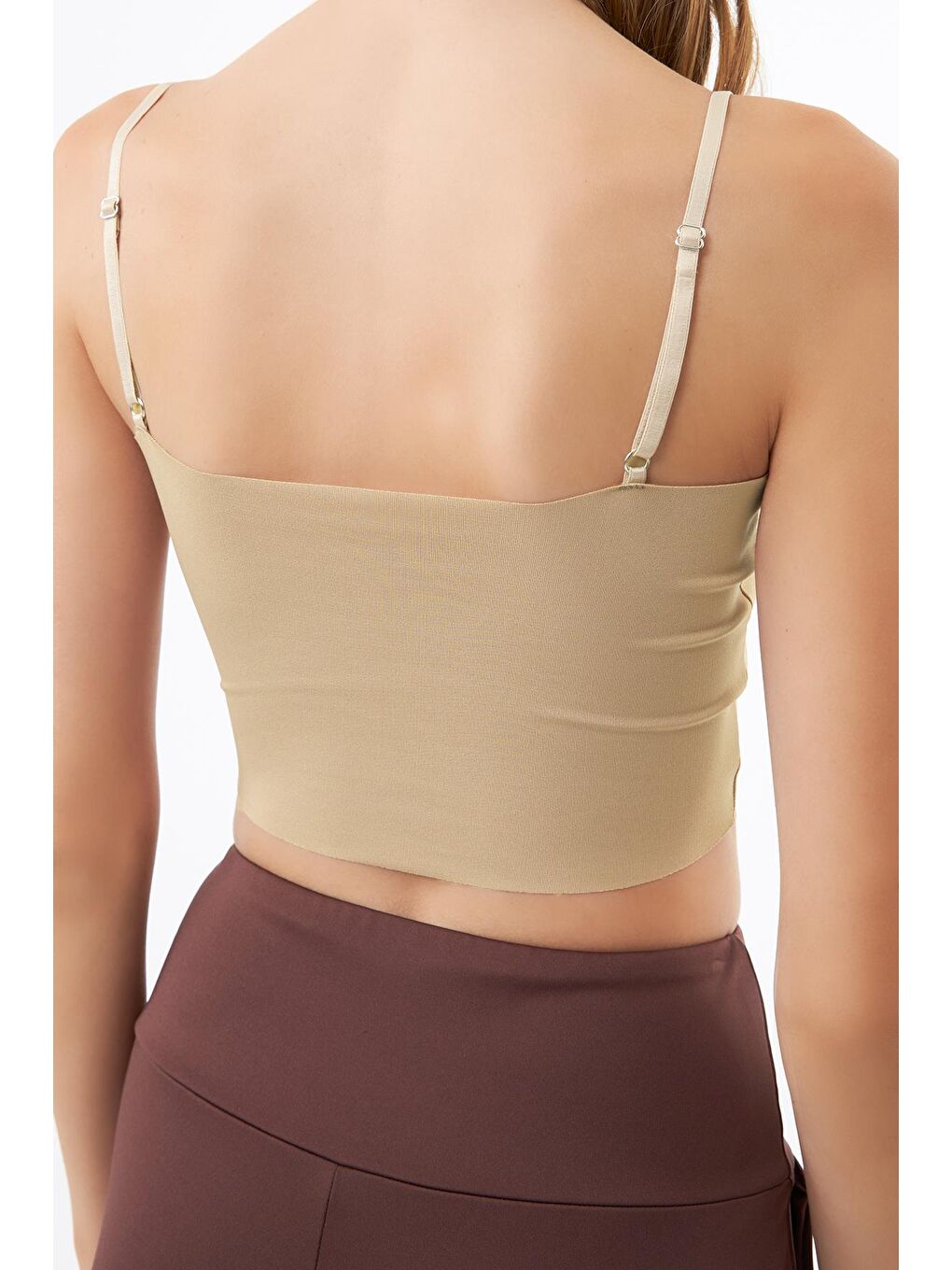 Kahverengi Ayarlanabilir İnce Askılı Lazer Kesim Crop Büstiyer 3'Lü Paket-6-2