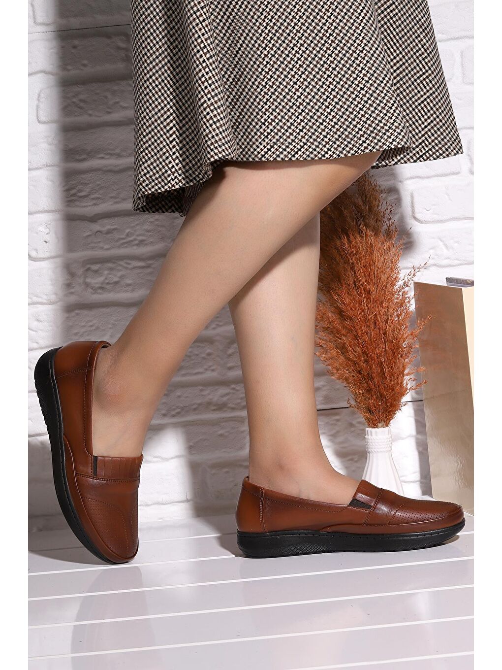 Kahverengi Rahat Konfor Özel Topuk Jeli Anne Günlük Ayakkabı P 04-1-2