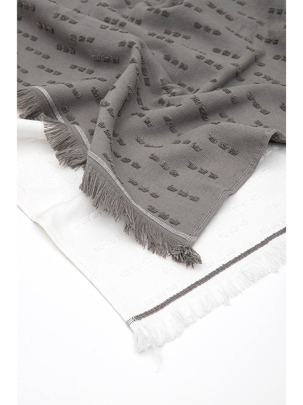 Pera 2'li Mutfak Havlusu %100 Pamuk Pike-Bukle Krem-Antrasit 50X70 Cm-2