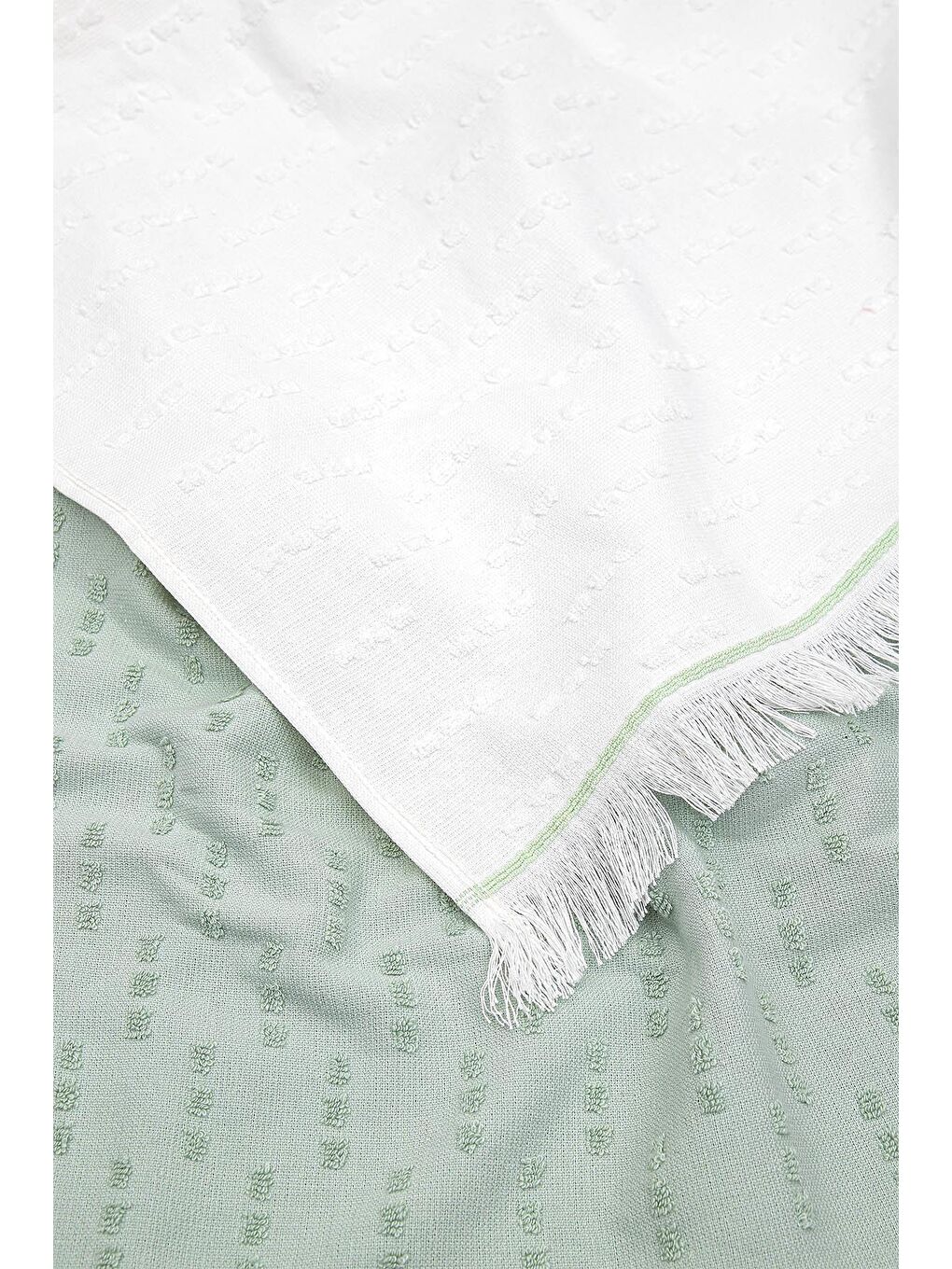 Yeşil Pera 2'li Mutfak Havlusu %100 Pamuk Pike-Bukle Krem-Mint 50X70 Cm-2