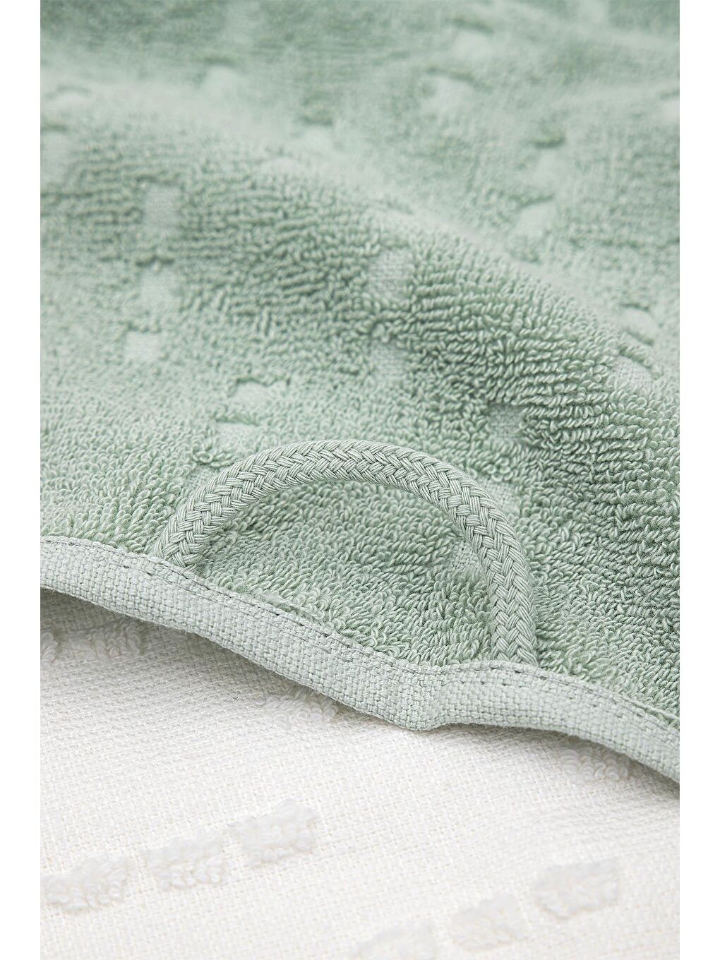Yeşil Pera 2'li Mutfak Havlusu %100 Pamuk Pike-Bukle Krem-Mint 50X70 Cm-3
