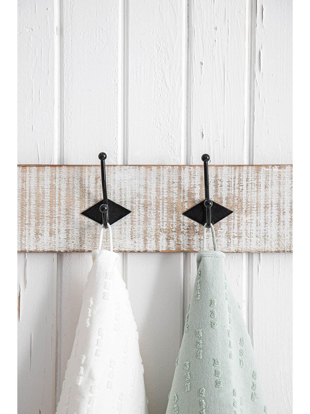 Yeşil Pera 2'li Mutfak Havlusu %100 Pamuk Pike-Bukle Krem-Mint 50X70 Cm-5