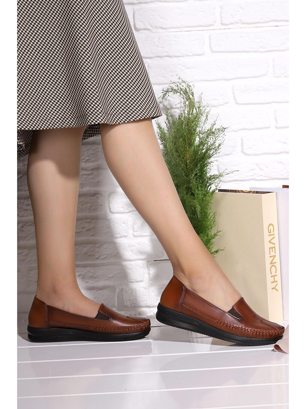 Kahverengi Rahat Konfor Özel Topuk Jeli Anne Günlük Ayakkabı P 100-1