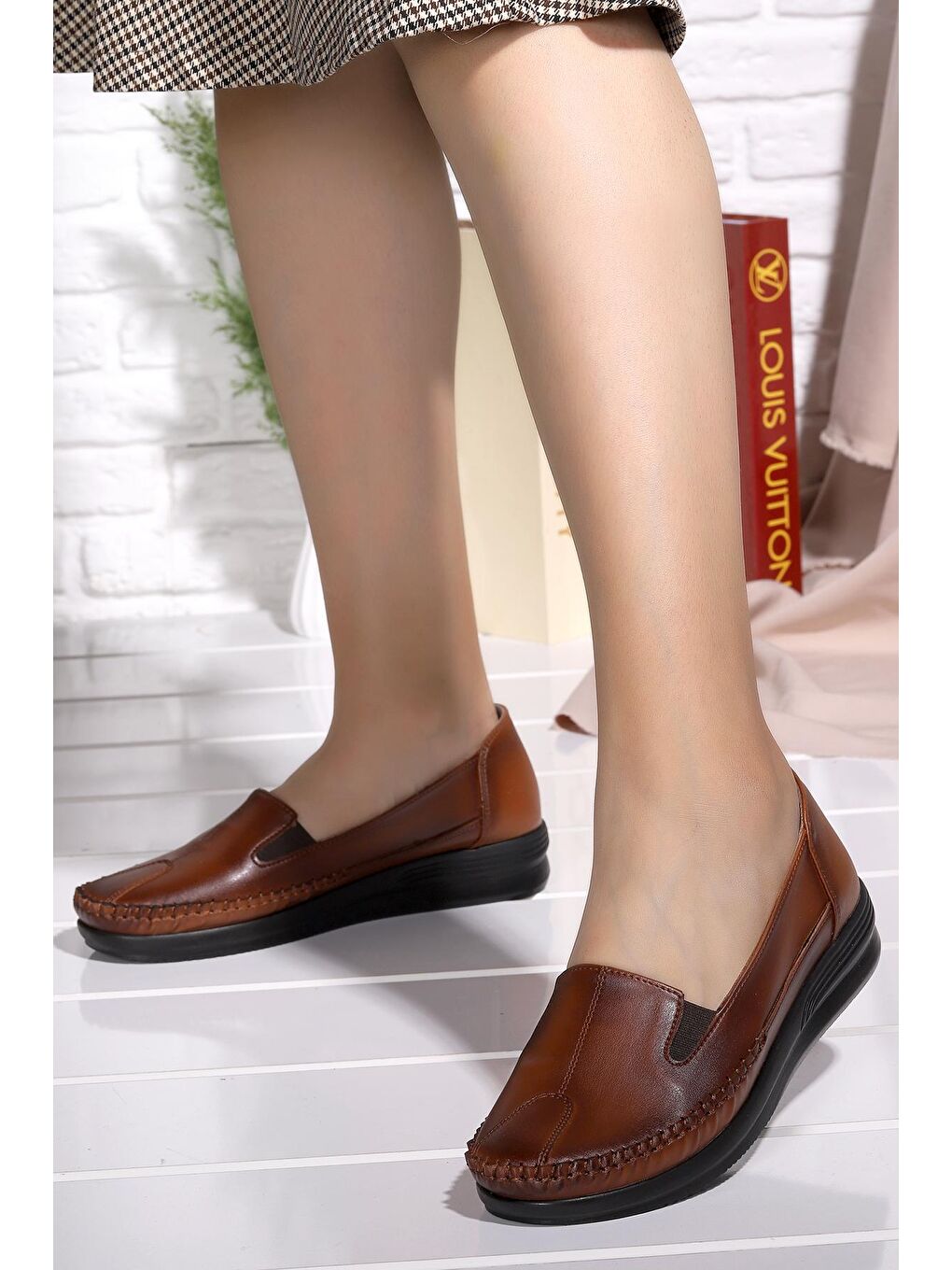 Kahverengi Rahat Konfor Özel Topuk Jeli Anne Günlük Ayakkabı P 100-2