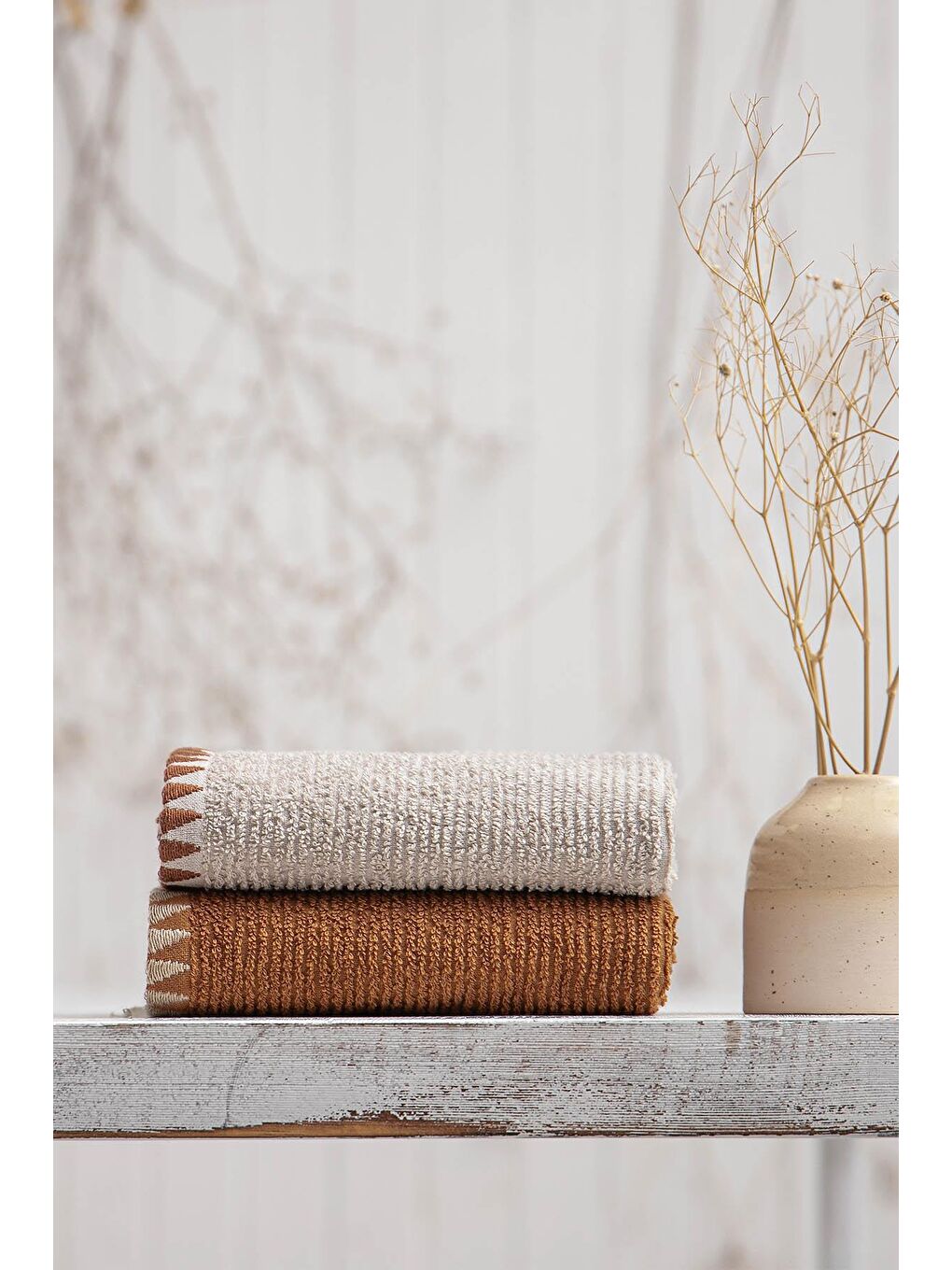 Vera 2'li Mutfak Havlusu %100 Pamuk Bukle-Bukle Bej-Terra 50X70 Cm-7