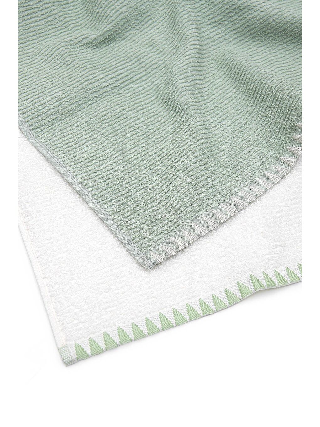 Yeşil Vera 2'li Mutfak Havlusu %100 Pamuk Bukle-Bukle Krem-Mint 50X70 Cm-2