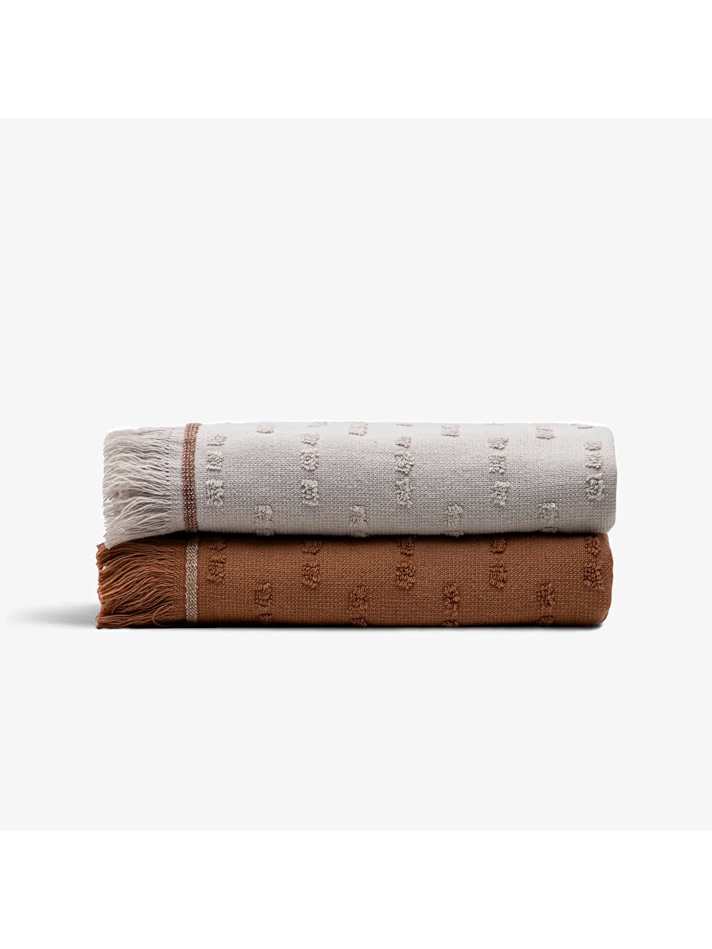 Pera 2'li Mutfak Havlusu %100 Pamuk Pike-Bukle Bej-Terra 50X70 Cm-1