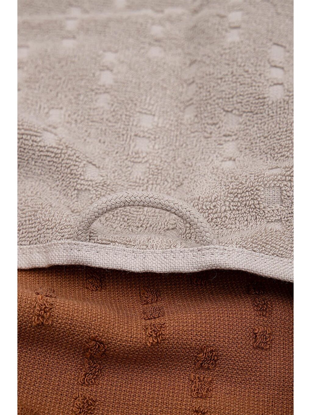 Pera 2'li Mutfak Havlusu %100 Pamuk Pike-Bukle Bej-Terra 50X70 Cm-3