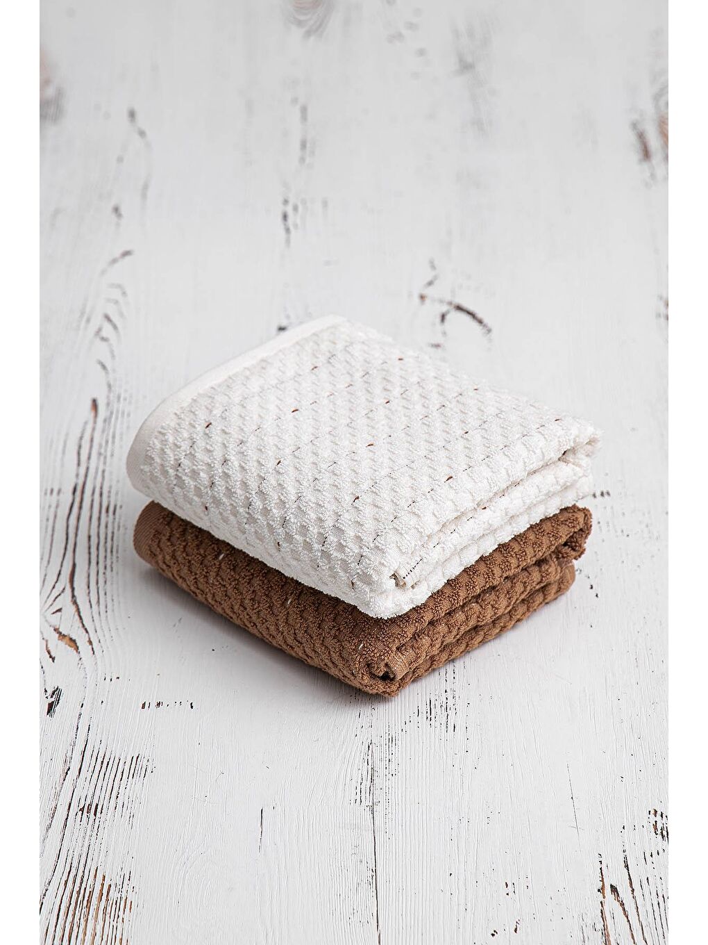 Kahverengi Parla 2'li Mutfak Havlusu %100 Pamuk Bukle-Bukle Krem-Kahve 50X70 Cm-6