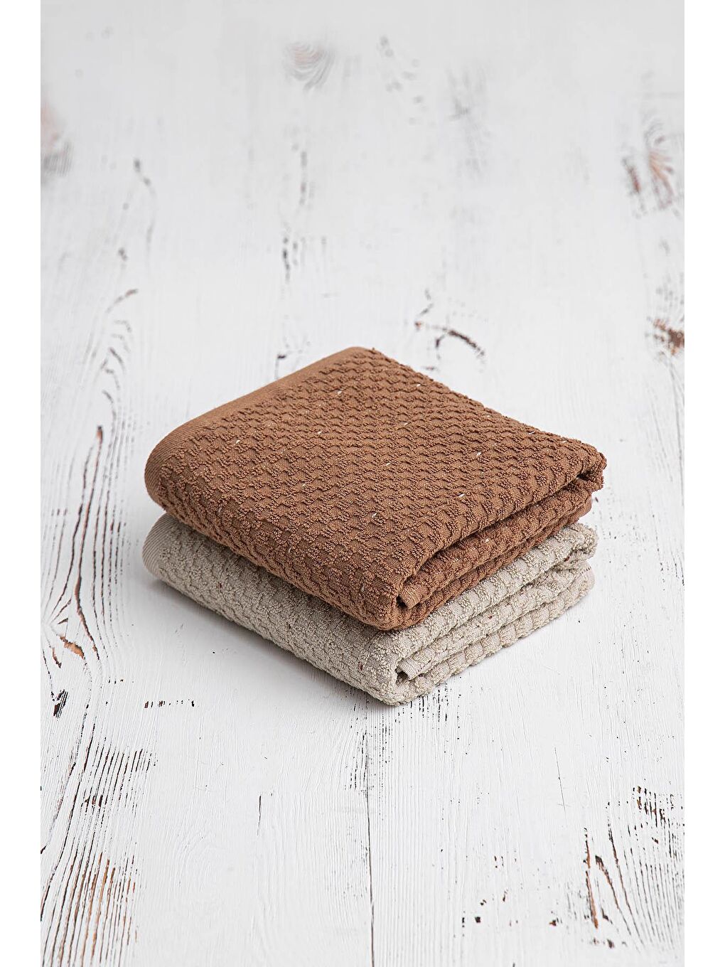 Parla 2'li Mutfak Havlusu %100 Pamuk Bukle-Bukle  Bej-Kahve 50x70 Cm-6