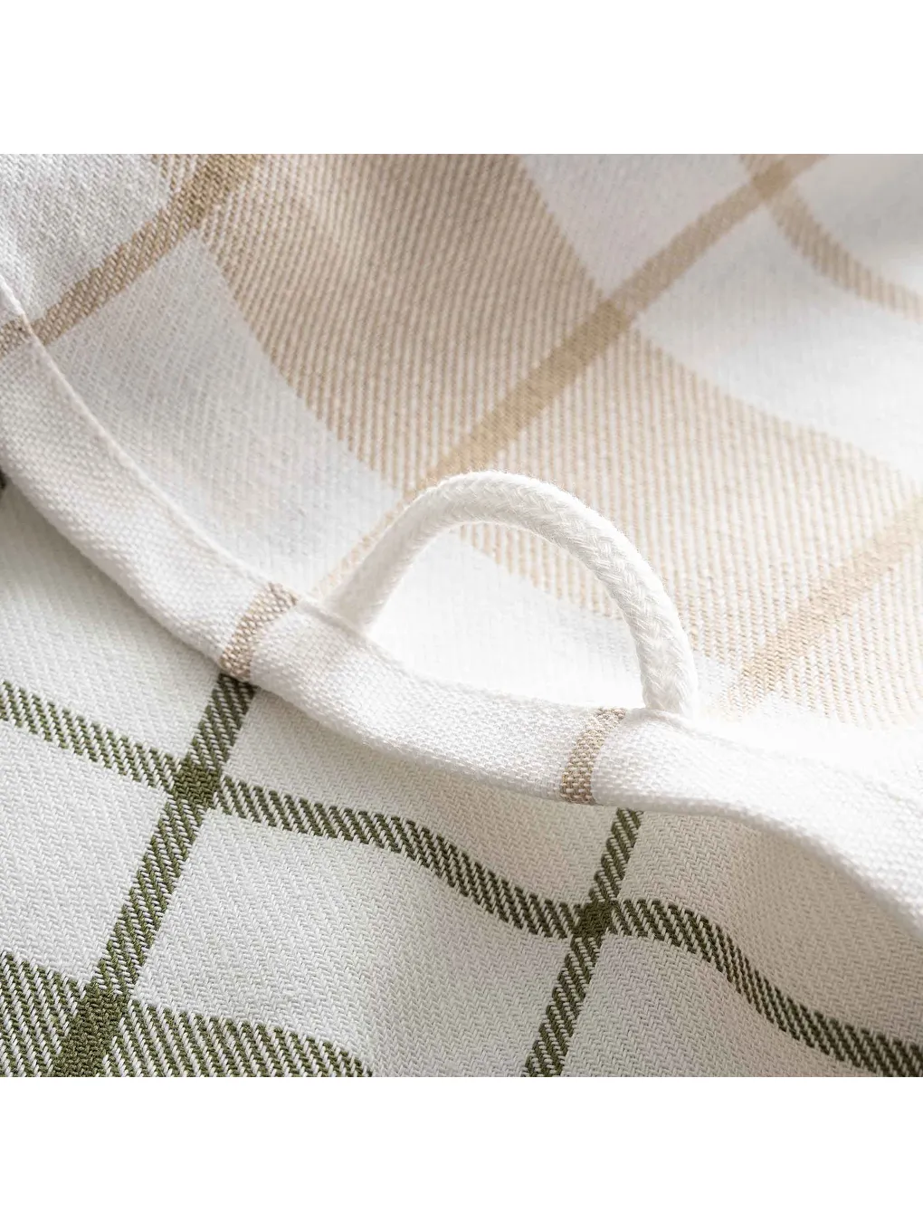 Esila 2'li Kurulama Bezi %100 Pamuklu İplik Boyalı Özel Dokuma Bej-Yeşil 45X65 Cm-2