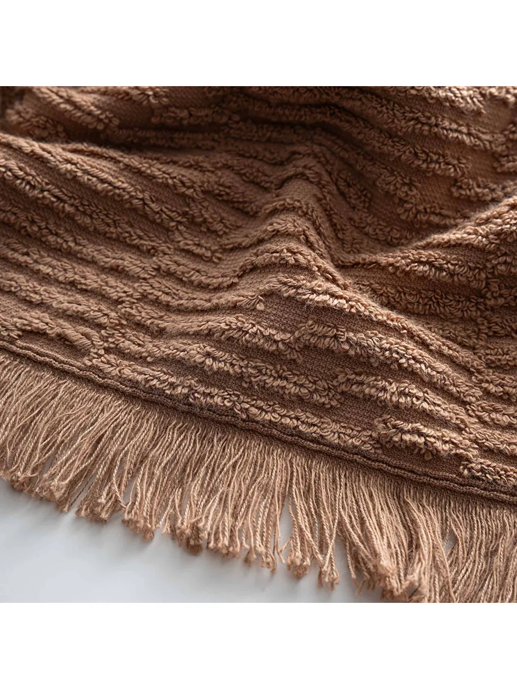 Anisa 3'lü Hamam Havlu Seti %100 Pamuk Penye Jakarlı Kahverengi-1