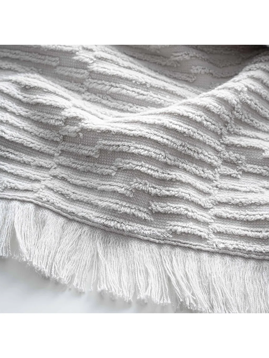 Anisa Banyo Havlusu %100 Pamuk Penye Jakarlı Gri 80x150 Cm-1