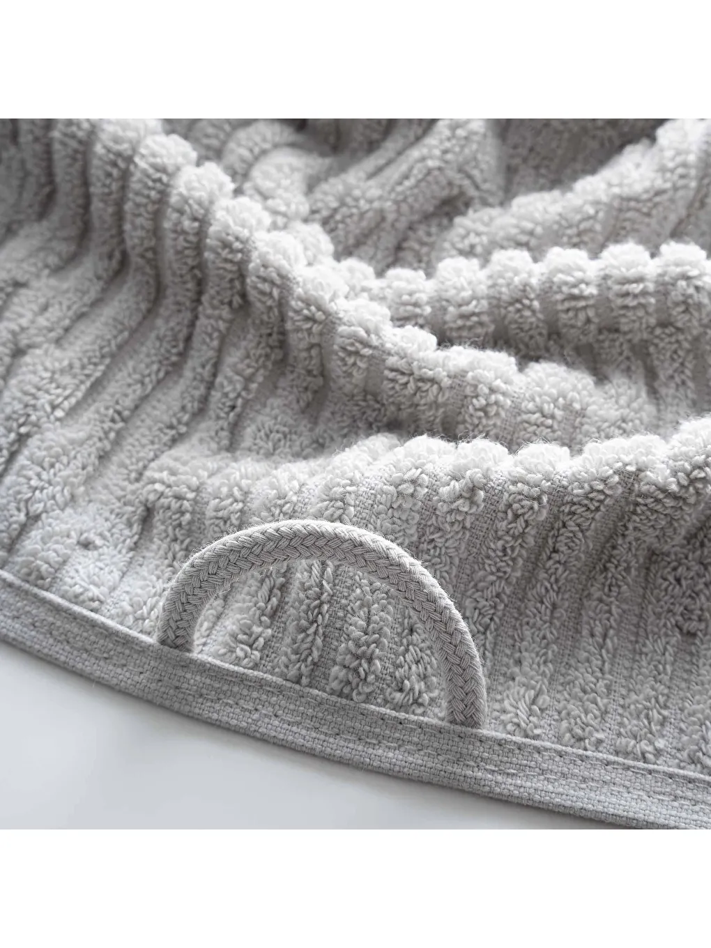 Anisa Banyo Havlusu %100 Pamuk Penye Jakarlı Gri 80x150 Cm-2