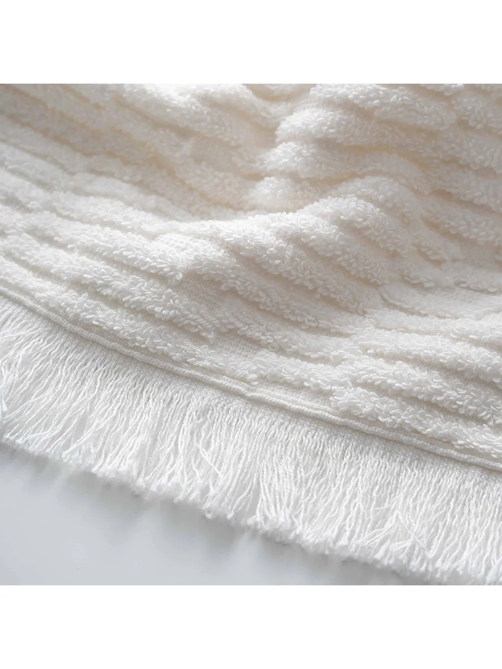 Ekru Anisa Banyo Havlusu %100 Pamuk Penye Jakarlı Krem 80x150 Cm-1