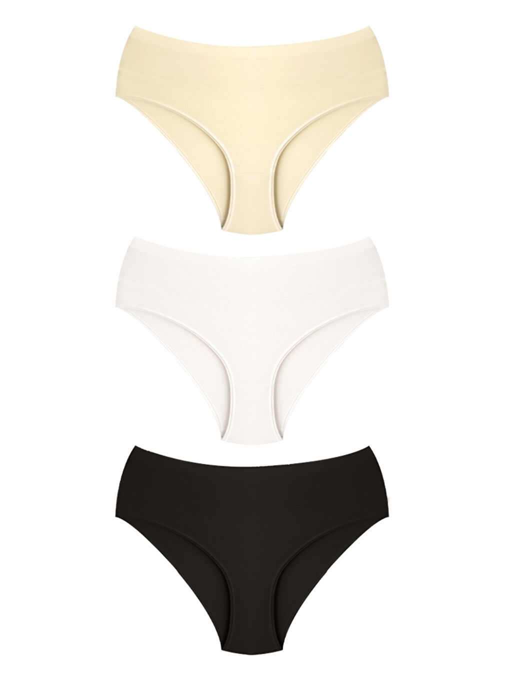 Karışık Pamuklu Yüksek Bel Toparlayıcı Kadın Bikini Külot 3'Lü Paket