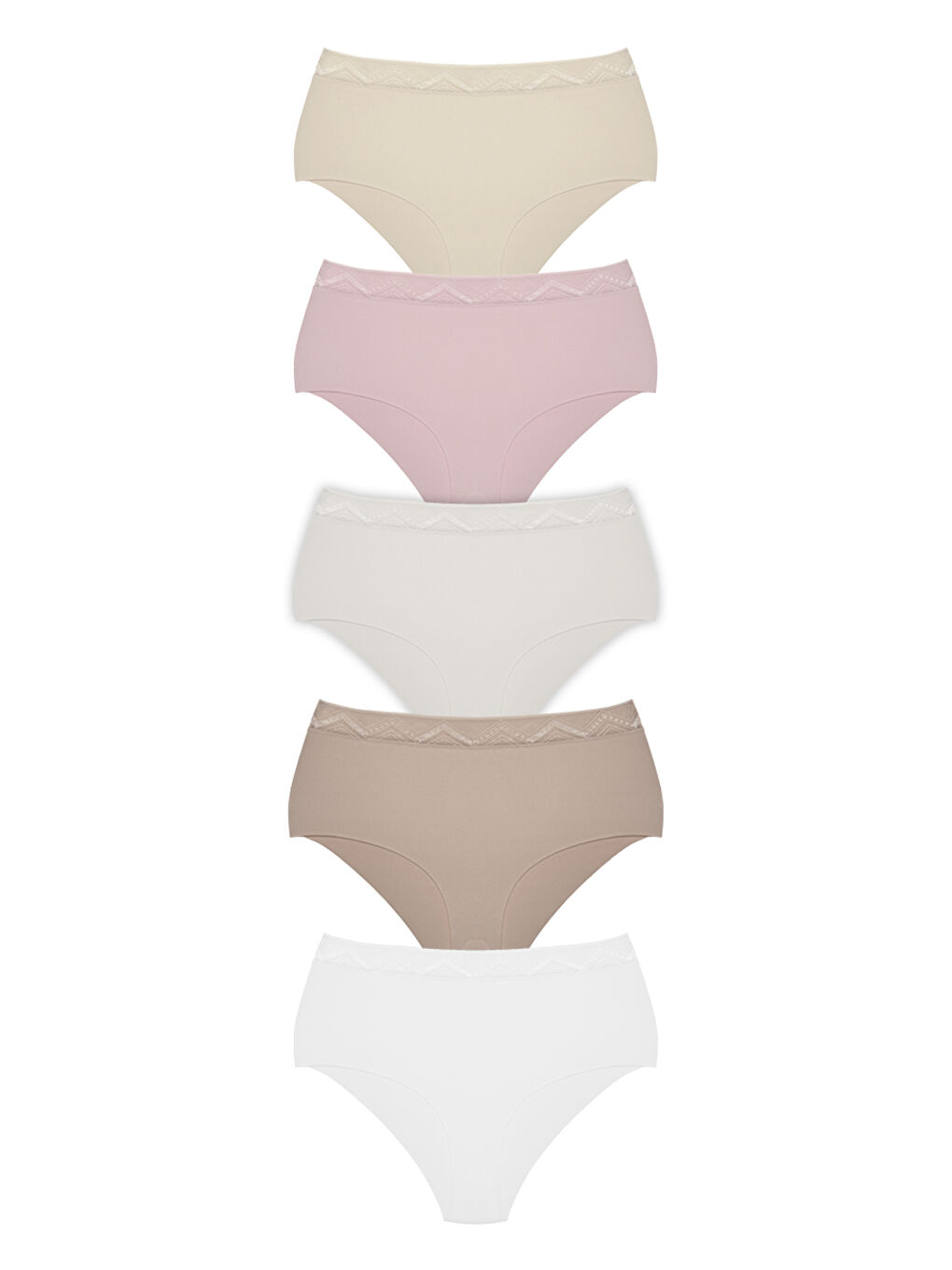 Karışık Basic Yüksek Bel Lazer Kesim Bikini Külot 5'Li Paket - 2