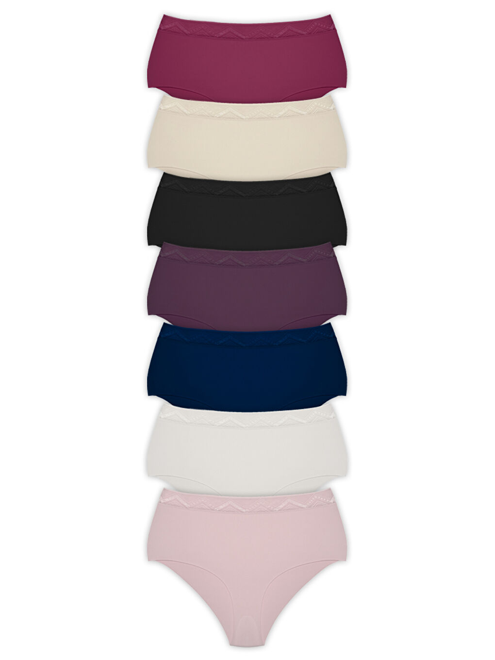 Karışık Basic Yüksek Bel Lazer Kesim Bikini Külot 7'Li Paket - 2