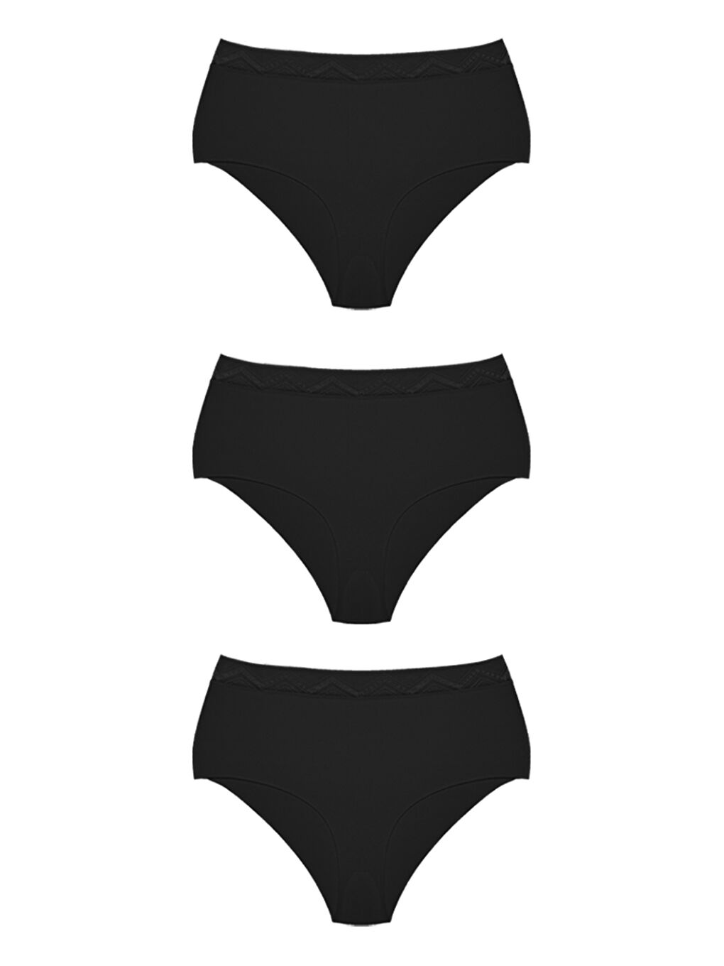 Karışık Basic Yüksek Bel Lazer Kesim Bikini Külot 3'Lü Paket - 3