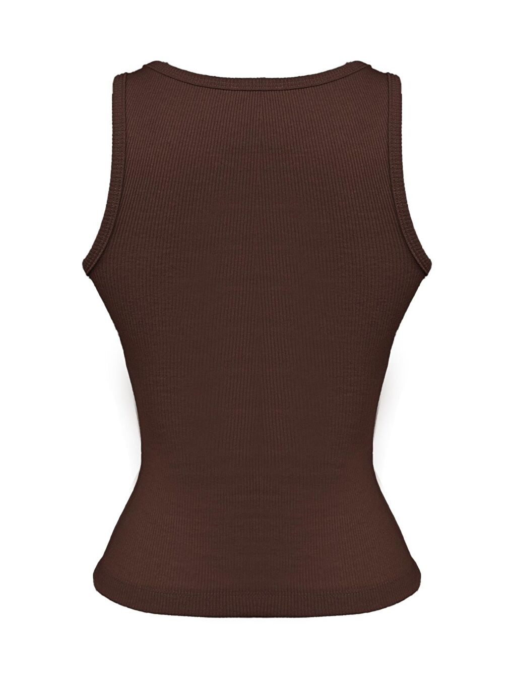 Kahverengi Pamuklu Kalın Askılı Fitilli Toka Detaylı Kadın Atlet-3