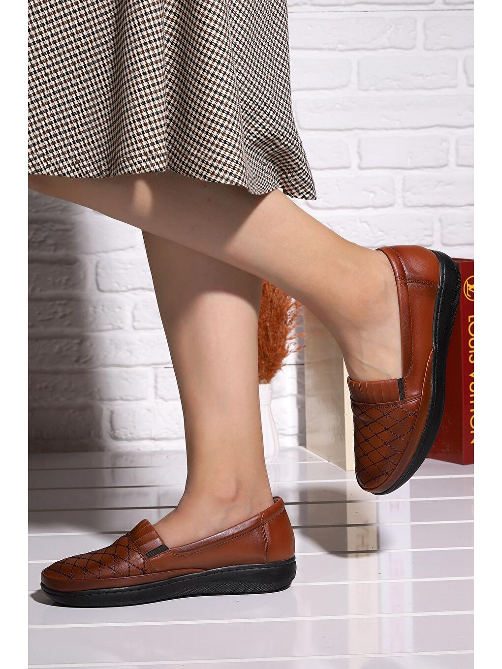 Kahverengi Rahat Konfor Özel Topuk Jeli Anne Günlük Ayakkabı P 08-1