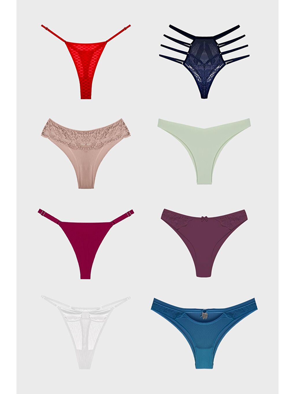 Karışık Kadın Bikini Külot Brezilya Külot Tanga Külot Karma Paket 5'Li-3