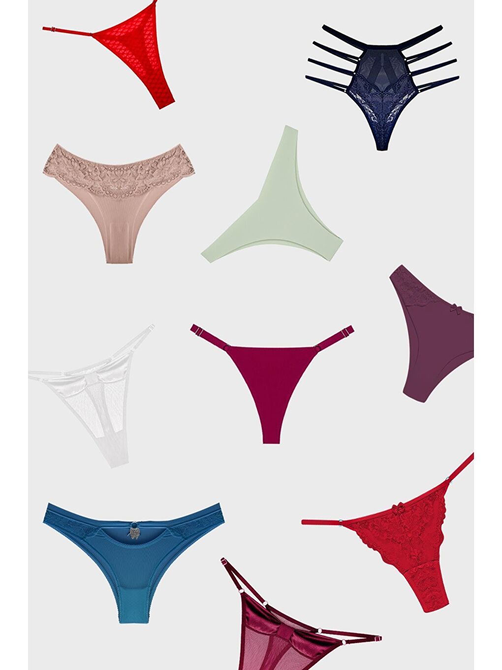 Karışık Kadın Bikini Külot Brezilya Külot Tanga Külot Karma Paket 5'Li-4